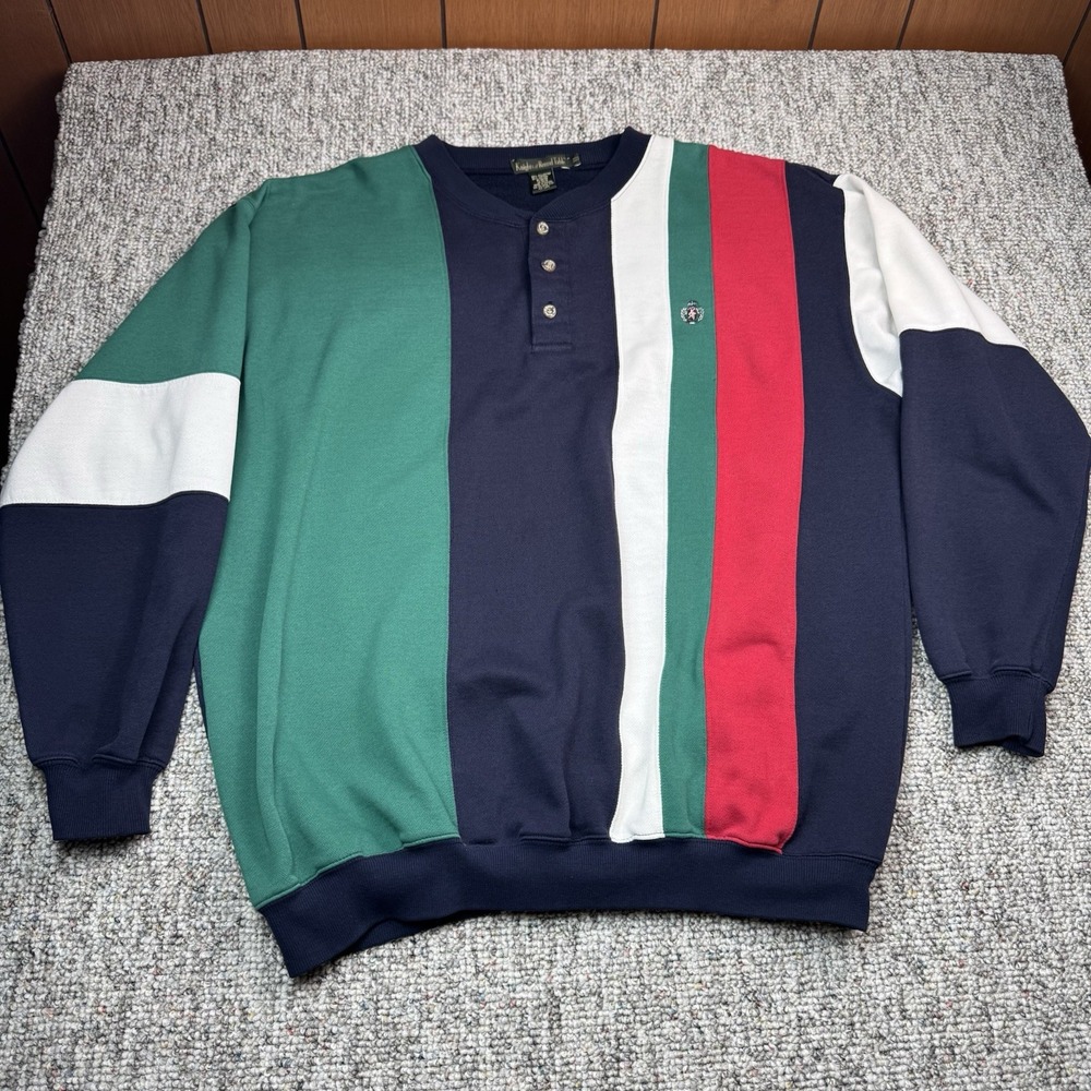 Vintage Knights of the Round Table Sweatshirt Mens 2XLT Striped Quarter Button